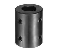 sourcing map Shaft Coupling, 3/4" Bore 1-1/2" OD 2" Length Black Oxide Plated ASTM1045 Steel Rigid Coupling for 3D Printers Motor Wheel(4 Set Screws)