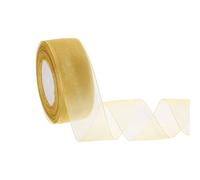 sourcing map Sheer Organza Ribbon 1-1/2" x 50 Yards / 40mm x 45m Chiffon Sheer Ribbons for Gift Wrapping Wedding Party Decoration Flower Bouquet Crafts Christmas, Light Gold