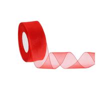 sourcing map Sheer Organza Ribbon 1-1/2" x 50 Yards / 40mm x 45m Chiffon Sheer Ribbons for Gift Wrapping Wedding Party Decoration Flower Bouquet Crafts Christmas, Bright Red