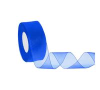 sourcing map Sheer Organza Ribbon 1-1/2" x 50 Yards / 40mm x 45m Chiffon Sheer Ribbons for Gift Wrapping Wedding Party Decoration Flower Bouquet Crafts Christmas, Bright Blue