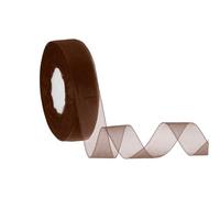 sourcing map Sheer Organza Ribbon 1 Inch 50 Yards Chiffon Sheer Ribbons for Gift Wrapping Wedding Party Decoration Flower Bouquet Crafts Crafting Christmas, Brown