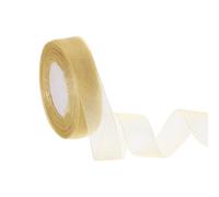sourcing map Sheer Organza Ribbon 1" x 50 Yards / 25mm x 45m Chiffon Sheer Ribbons for Gift Wrapping Wedding Party Decoration Flower Bouquet Crafts Christmas, Light Gold