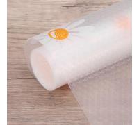 sourcing map Shelf Liner 12" x 5ft EVA Non-Slip Drawer Mats Waterproof Flower Texture Liner for Kitchen Cabinets Cupboard Refrigerator Shelves, Clear