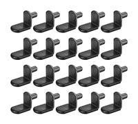 sourcing map Shelf Support Pegs, 25pcs 6mm(1/4") L-Shaped Support Bracket Pegs Shelf Pin with Rubber Sleeve for Furniture Shelves Supplies, Gun-Black