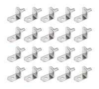 sourcing map Shelf Support Pegs, 40pcs 5mm(1/5") L-Shaped Support Bracket Pegs Shelf Pin with Hole for Furniture Cabinet Closet Shelves Supplies, Silver Tone