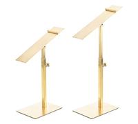 sourcing map Shoe Display Stand 2 Pack Adjustable Height Shoe Risers Metal Countertop Shoe Rack Holder for Home Retail Store Supplies - Gold