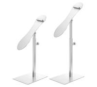 sourcing map Shoe Display Stand Adjustable Height Risers Stand Silver | 2 Pcs Countertop Metal Shoe Rack Stainless Steel High Heel Shoe Display Shoe Rack for Home Retail Store Supplies