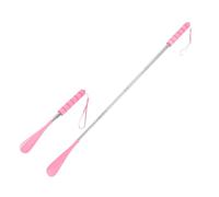 sourcing map Shoe Horn 30-71cm Non-Slip Sponge Long Handle Retractable Telescopic Shoehorn with Hanging Rope for Women Men Adults Seniors Boots, Pink