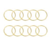 sourcing map Shower Curtain Rings,12pcs - Carbon Steel Round Snap Shower Curtain Hooks, 1.5 Inch Loose Leaf Binder Rings for Shower Curtain Rods (Gold)