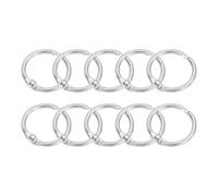 sourcing map Shower Curtain Rings, 24pcs - Carbon Steel Round Snap Shower Curtain Hooks, 0.75 Inch Loose Leaf Binder Rings for Shower Curtain Rods (Silver)
