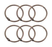 sourcing map Shower Curtain Rings,6pcs - Carbon Steel Round Snap Shower Curtain Hooks, 1.5 Inch Loose Leaf Binder Rings for Shower Curtain Rods (Copper)