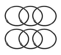 sourcing map Shower Curtain Rings, 6pcs - Carbon Steel Round Snap Shower Curtain Hooks, 2 Inch Loose Leaf Binder Rings for Shower Curtain Rods (Black)