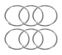 sourcing map Shower Curtain Rings, 6pcs - Carbon Steel Round Snap Shower Curtain Hooks, 2 Inch Loose Leaf Binder Rings for Shower Curtain Rods (Silver)