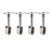 sourcing map Shower Curtain Rods Wardrobe Pipe Lever Support Bracket 4pcs End Hanger for Oval Closet Rod 16x30mm, Adjustable 84-105mm Height (Silver Tone)