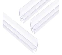 sourcing map Shower Door Side Seal, H-Type Shower Door Sweep for 1/4" Glass 47" Long (15.7" x 3 Pcs), 3 Section Segmented Frameless Glass Door Seal Strip, Stop Shower Leaks, Clear
