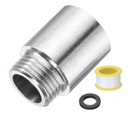 sourcing map Shower Head Extension Arm 35mm Length 201 Stainless Steel Shower Head Extender G1/2 Male to G1/2 Female Thread Straight Pipe Fitting Pipe Extension for Bathroom, Silver Tone