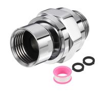 sourcing map Shower Head Swivel Adapter Solid Brass Adjustable Shower Arm Extension Connector Universal Shower Component Connector with PTFE Tape and Gasket for Shower System (Silver)