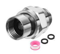 sourcing map Shower Head Swivel Adapter Solid Brass Adjustable Shower Arm Extension Connector Universal Shower Component Connector with PTFE Tape and Gasket for Shower System (Matte Silver)