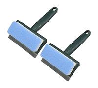 sourcing map Shower Squeegee Cleaning Tool with 2 in 1 Rubber & Sponge Head for Window, Glass, Bathroom Mirror, Marble Wall, Green Handle, Pack of 2