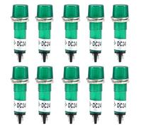 sourcing map Signal Indicator Dash Light DC 24V,LED Bulbs XD10-3 Green, 10mm 2/5" Panel Mount 10Pcs