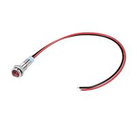 sourcing map Signal Indicator Light AC/DC 24V 6mm Flush Panel Mount Red LED Metal Shell with 150mm Cable Pack of 3