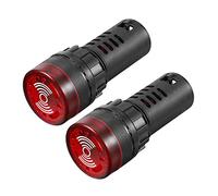 sourcing map Signal Light AC 220V Panel Indicator Flashing Alarm with Buzzer, Red LED, 2Pcs