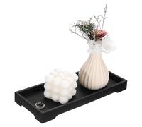 sourcing map Silicone Bathroom Tray, 10" x 4.1" Rectangular Vanity Tray for Dresser Top, Toilet, Small Tray for Soap Dispenser Lotion Bottles Perfume Jewelry Candle, Black