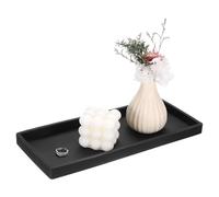 sourcing map Silicone Bathroom Tray, 11.8" x 4.9" Rectangular Vanity Tray for Dresser Top, Toilet, Small Tray for Soap Dispenser Lotion Bottles Perfume Jewelry Candle, Black