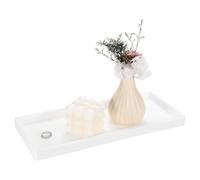 sourcing map Silicone Bathroom Tray, 11.8" x 4.9" Rectangular Vanity Tray for Dresser Top, Toilet, Small Tray for Soap Dispenser Lotion Bottles Perfume Jewelry Candle, White