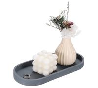sourcing map Silicone Bathroom Tray, 9.8" x 4.3" Oval Vanity Tray for Dresser Top, Toilet, Small Tray for Soap Dispenser Lotion Bottles Perfume Jewelry Candle, Gray