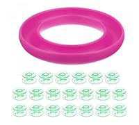 sourcing map Silicone Bobbin Ring Holder and 20 Plastic Bobbins Set for Daily Sewing Supplies, Rose Red/Green