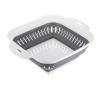 sourcing map Silicone Collapsible Colander, Square Collapsible Strainer with Handles Silicone Food Strainers for Draining Pasta Potatoes Fruits Vegetables-Grey