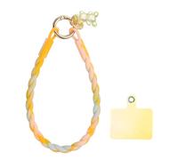 sourcing map Silicone Crystal Lanyard, 33cm(13") Phone Wrist Strap Lanyard Keychain Office Wrist Strap with Clasp and Bear for Women Phone ID Card, Keys Strap (Yellow Blue Gradient)