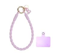 sourcing map Silicone Crystal Lanyard, 33cm(13") Phone Wrist Strap Lanyard Keychain Office Wrist Strap with Clasp and Bear for Women Phone ID Card, Keys Strap (Purple)