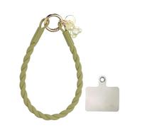 sourcing map Silicone Crystal Lanyard, 33cm(13") Phone Wrist Strap Lanyard Keychain Office Wrist Strap with Clasp and Bear for Women Phone ID Card, Keys Strap (Green)