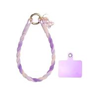 sourcing map Silicone Crystal Lanyard, 33cm(13") Phone Wrist Strap Lanyard Keychain Office Wrist Strap with Clasp and Bear for Women Phone ID Card, Keys Strap (Purple White)
