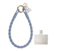 sourcing map Silicone Crystal Lanyard, 33cm(13") Phone Wrist Strap Lanyard Keychain Office Wrist Strap with Clasp and Bear for Women Phone ID Card, Keys Strap (Dark Blue)