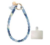 sourcing map Silicone Crystal Lanyard, 33cm(13") Phone Wrist Strap Lanyard Keychain Office Wrist Strap with Clasp and Bear for Women Phone ID Card, Keys Strap (Dark Blue Gradient)