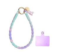 sourcing map Silicone Crystal Lanyard, 33cm(13") Phone Wrist Strap Lanyard Keychain Office Wrist Strap with Clasp and Bear for Women Phone ID Card, Keys Strap (Purple Blue)