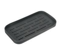 sourcing map Silicone Kitchen Sink Organizer Tray, Silicone Soap Dispenser Tray Bathroom Tray Sponge Holder for Kitchen and Bathroom Counter Dish Soap, Scrubber, Bottle, Cup (Black)