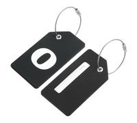 sourcing map Silicone Luggage Tags 3.6"x2" Identifier ID Card Holder Labels for Travel Suitcase Bag Initial Letter O, Black, Pack of 2