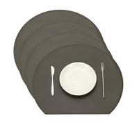 sourcing map Silicone Placemat Set of 4, Heat Resistant Placemats for Dining Table Semicircle Non-Slip Place Mats Easy to Clean Waterproof Oil Proof Kitchen Placemats, Dark Gray