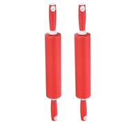 sourcing map Silicone Rolling Pins for Baking 20.5 Inch Non-Stick Silicone Surface Wooden Handle Rolling Pin Small Roller Playdough Rolling Pins for Fondant Kitchen Dough Pizza, Red
