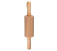 sourcing map Silicone Rolling Pins for Baking 9.25" Non Stick Brown | Silicone Surface, Wooden Handle, Small Roller, Playdough Rolling Pins, for Fondant Kitchen Dough Pizza