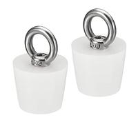 sourcing map Silicone Rubber Tapered Plug 25mm to 33mm Solid Bathtub Bungs Stopper with Ring for Test Tubes, Water Pipe, Drainage Hole, White 2 Pieces