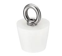 sourcing map Silicone Rubber Tapered Plug 25mm to 34mm Solid Bathtub Bungs Stopper with Ring for Test Tubes, Water Pipe, Drainage Hole, White