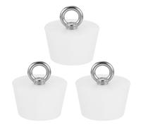 sourcing map Silicone Rubber Tapered Plug 42mm to 53mm Solid Bathtub Bungs Stopper with Ring for Test Tubes, Water Pipe, Drainage Hole, White 3 Pcs
