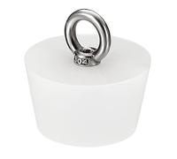 sourcing map Silicone Rubber Tapered Plug 43mm to 54mm Solid Bathtub Bungs Stopper with Ring for Test Tubes, Water Pipe, Drainage Hole, White