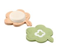 sourcing map Silicone Soap Dish with Drain Spout, Portable Self Draining Flower Shape Soap Saver Holder for Bathroom Kitchen Sink, Green, Pink