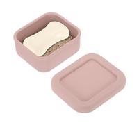 sourcing map Silicone Soap Travel Case, 3.7x3.3x1.6 Inch Soap Container for Travelling with PVC Drainage Pad Leak-Proof Shampoo Bar Container for Bathroom Gym Camping, Pink